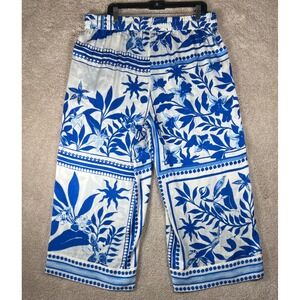 INC International Concepts Plus Size Wide Leg Crop Pants 0X Drawstring Coastal